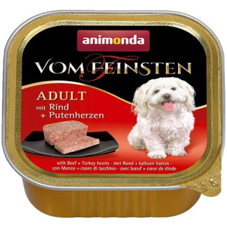 Пастет VOM FEINSTEN ADULT BEEF AND POULTRY HEARTS за кучета над 12 м, 150 g