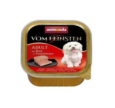 Пастет VOM FEINSTEN ADULT BEEF AND POULTRY HEARTS за кучета над 12 м, 150 g