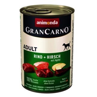 Консерва GRANCARNO ADULT BEEF AND DEER WITH APPLE за кучета над 12 м. с говеждо, елен и ябълки, 400 g