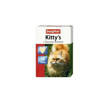 Витамини за котки BEAPHAR KITTY'S TAURINE BIOTINE, 75 бр