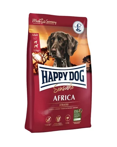 Суха храна HAPPY DOG SUPREME SENSIBLE AFRICA за чувствителни кучета средни и едри породи със щраус