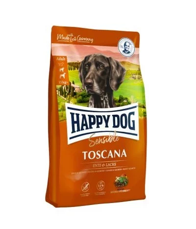 Суха храна HAPPY DOG SUPREME SENSIBLE TOSCANA за кастрирани кучета с патица и сьомга