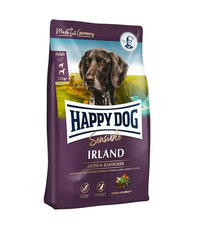 Суха храна HAPPY DOG SUPREME SENSIBLE IRLAND за чувствителни кучета средни и едри породи със сьомга и заек