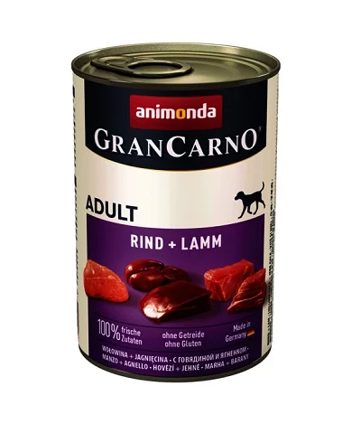 Консерва GRANCARNO ADULT BEEF AND LAMB за кучета над 12 м. с говеждо и агне, 400 g