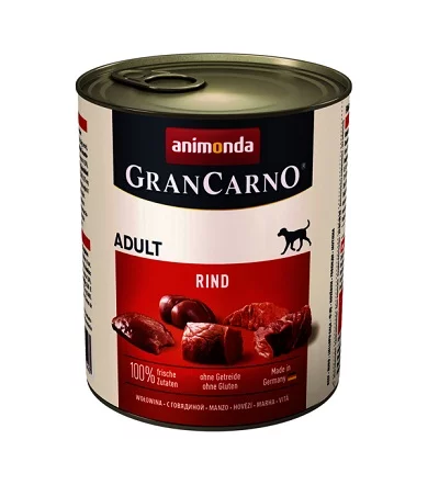 Консерва GRANCARNO ADULT PURE BEEF за кучета над 12 м. говеждо, 800 g