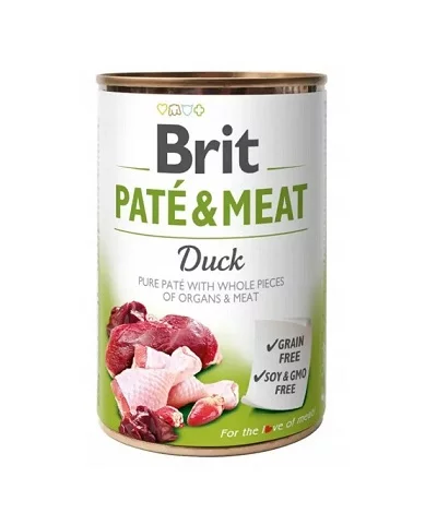 Консерва BRIT PATE & MEAT DUCK за кучета над 12 м, хапки в пастет, патица, 6 х 400 g