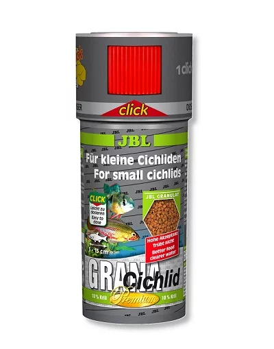 Премиум храна на гранули JBL GRANACICHLID CLICK за месоядни цихлиди (с дозатор)