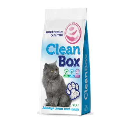 CleanBox - постелка за котешка тоалетна от бял бентонит - бебешка пудра 5 kg