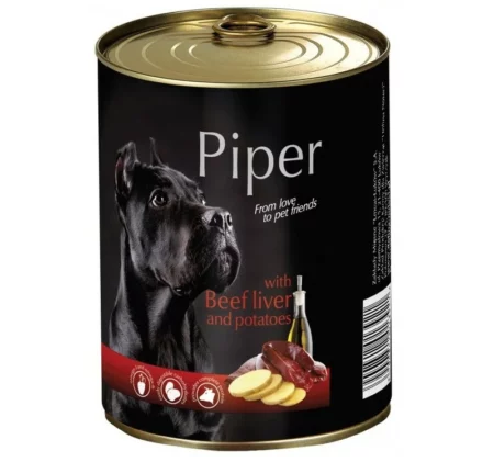 Консерва PIPER ADULT BEEF LIVER AND POTATOES за кучета над 12 м. с черен дроб и картофи, 400 g