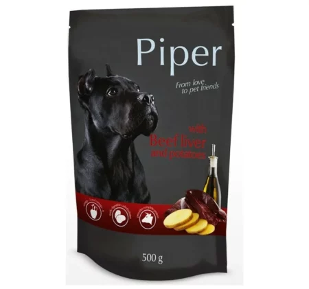 Пауч PIPER ADULT BEEF LIVER AND POTATOES за кучета над 12 м. с черен дроб и картофи, 500 g