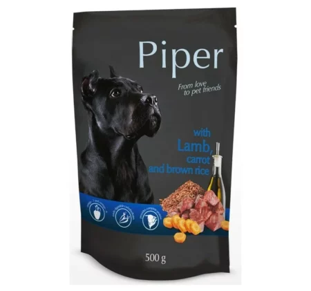 Пауч PIPER ADULT LAMB, CARROT AND BROWN RICE за кучета над 12 м. с агне, морков и ориз, 500 g