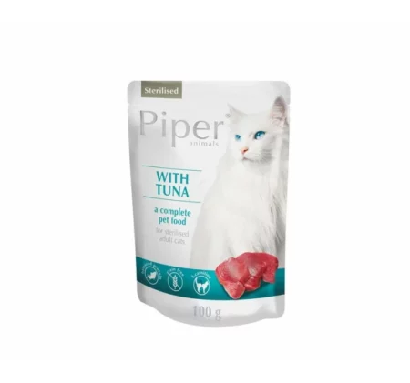 Пауч за кастрирани котки PIPER Sterilized без зърно с риба тон, 100 гр