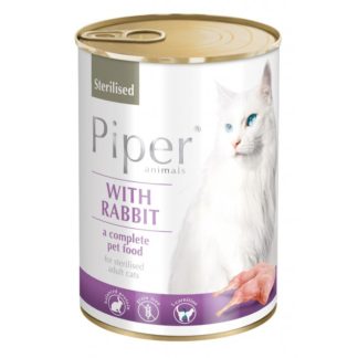 Консерва за кастрирани котки PIPER sterilized без зърно със заек, 55% месо и месни продукти, 400 гр