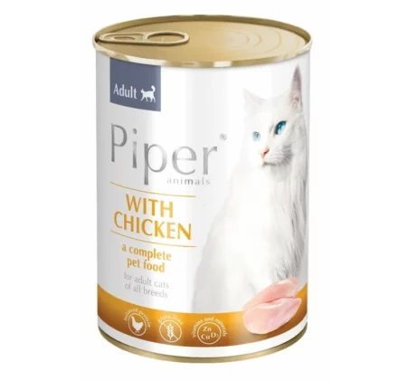 Консерва за котки и малки котенца PIPER без зърно с пиле, 400 гр