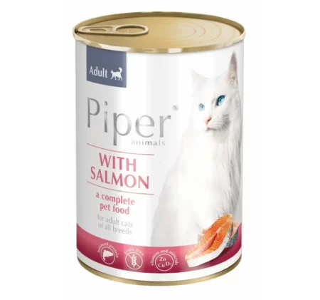 Консерва за котки и малки котенца PIPER без зърно със сьомга, 400 гр