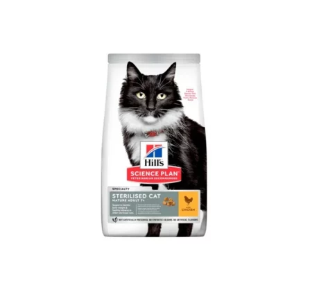 Суха храна HILL'S® SCIENCE DIET® MATURE STERILISED CHICKEN за кастрирани котки над 7 г., 1,5 kg