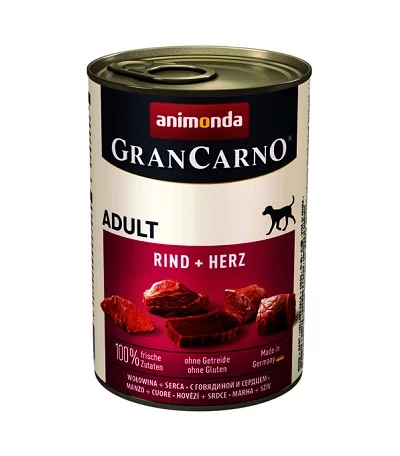 Консерва GRANCARNO ADULT BEEF AND HEART за кучета над 12 м. с говеждо и сърца, 400 g