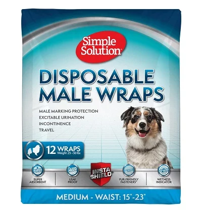 Еднократни памперси за мъжки кучета SIMPLE SOLUTION DISPOSABLE MALE DOG WRAPS MEDIUM
