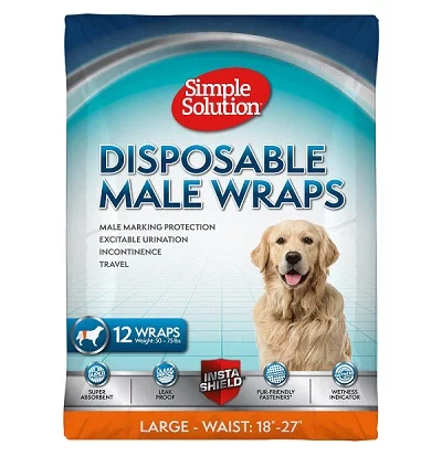Еднократни памперси за мъжки кучета SIMPLE SOLUTION DISPOSABLE MALE DOG WRAPS LARGE
