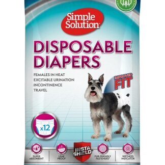 Еднократни памперси за женски кучета SIMPLE SOLUTION DISPOSABLE FEMALE DOG DIAPERS MEDIUM, 12 броя