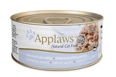 Консерва APPLAWS TUNA FILLET WITH CHEESE за котки над 1 г, риба тон и сирене в бульон, 70 g