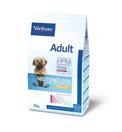 Суха храна VIRBAC VETERINARY HPM ADULT NEUTERED SMALL & TOY за кастрирани кучета от дребни породи над 10 м, 3 kg
