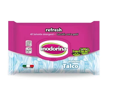 Мокри кърпички INODORINA REFRESH TALC PERFUME аромат талк, 15 бр.