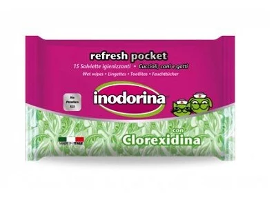 Мокри кърпички INODORINA REFRESH CHLOREXIDINE с хлорхексидин, 15 бр.