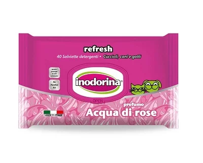 Мокри кърпички INODORINA REFRESH ROSE WATER, розова вода
