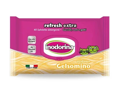 Мокри кърпички INODORINA REFRESH EXTRA JASMINE, жасмин и арганово масло, 40 бр.