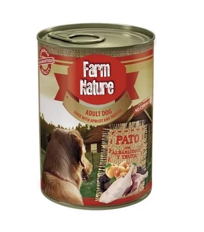 Консерва FARM NATURE DUCK WITH APRICOT AND TRUFFLE за кучета над 12 м, патица, кайсии и трюфели, 400 g