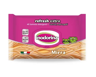 Мокри кърпички INODORINA REFRESH EXTRA ORIENTAL MYRRH, смирна и арганово масло, 40 бр.