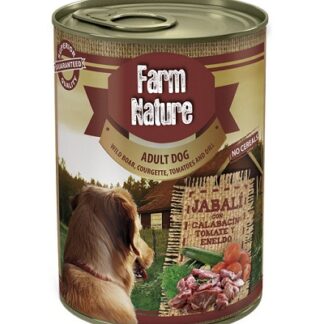 Консерва FARM NATURE WILD BOAR, COURGETTE, TOMATO AND DILL за кучета над 12 м, глиган с домати и тиквички, 400 g