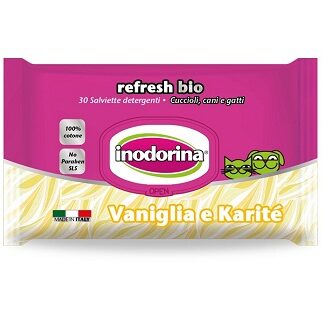 Мокри кърпички INDODORINA REFRESH BIO VANILLA AND KARITE, ванилия и ший, 30 бр.