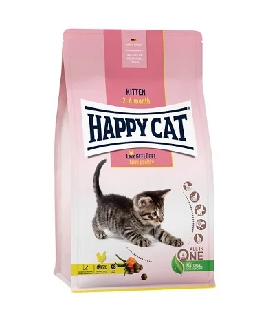 Суха храна HAPPY CAT YOUNG KITTEN FARM POULTRY за котенца до 6 м. с пиле, 300 g