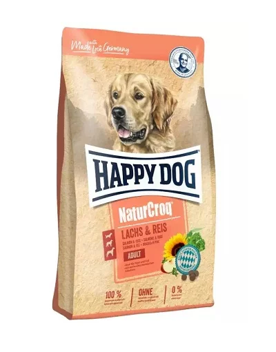 Суха храна HAPPY DOG NATURCROQ SALMON & RICE за кучета над 12 м от всички породи със сьомга, 12 kg