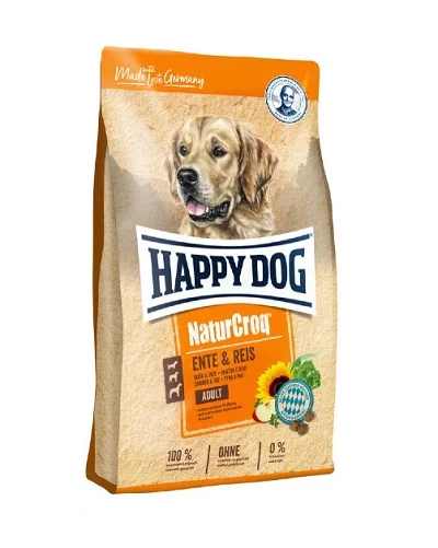 Суха храна HAPPY DOG NATURCROQ DUCK & RICE за кучета над 12 м от всички породи с патица, 12 kg