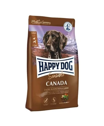 Суха храна HAPPY DOG SUPREME SENSIBLE CANADA за чувствителни и алергични кучета със сьомга и заек