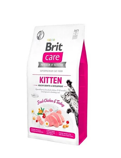 Суха храна BRIT CARE CAT GRAIN-FREE KITTEN HEALTHY GROWTH AND DEVELOPMENT котенца до 12 м, без зърно, пиле и пуйка