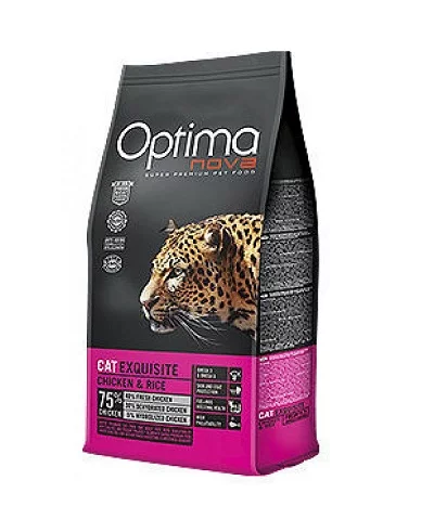 Суха храна OPTIMA NOVA CAT EXUISITE CHICKEN & RICE за капризни котки над 1 г, пиле и ориз, 2 kg