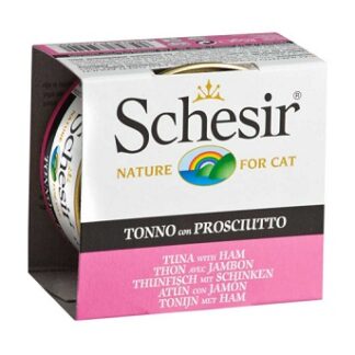 Консерва SCHESIR NATURE TUNA WITH HAM риба тон и шунка в желе, за котки над 12 месеца, 85 g (Копие)