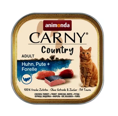 Пастет ANIMONDA CARNY COUNTRY CHICKEN, TURKEY, TROUT пиле, пуйка и пъстърва за котки над 1 г, 100 g
