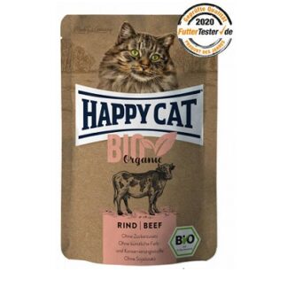 Пауч HAPPY CAT ORGANIC BEEF органично телешко за котки над 12 м, 85 g